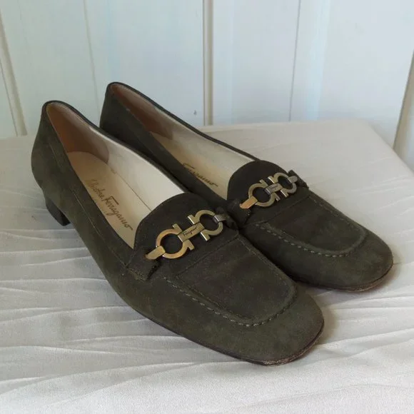 Salvatore Ferragamo Suede Loafers Size 9.5 SALVATORE FERRAGAMO Sport Cleopatra Nero Black Suede Calf  main image 4